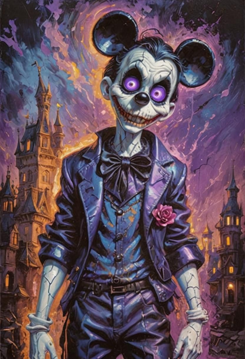 Creepy Cartoon Character in Dark Surrealism Style