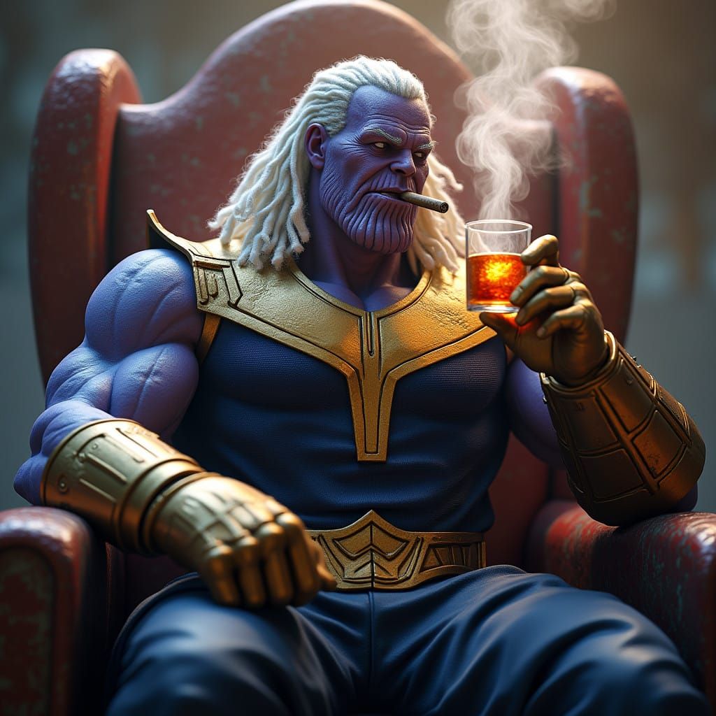 Mad Titan Smokes Cosmic Cigar in Whiskey-Fueled Glory