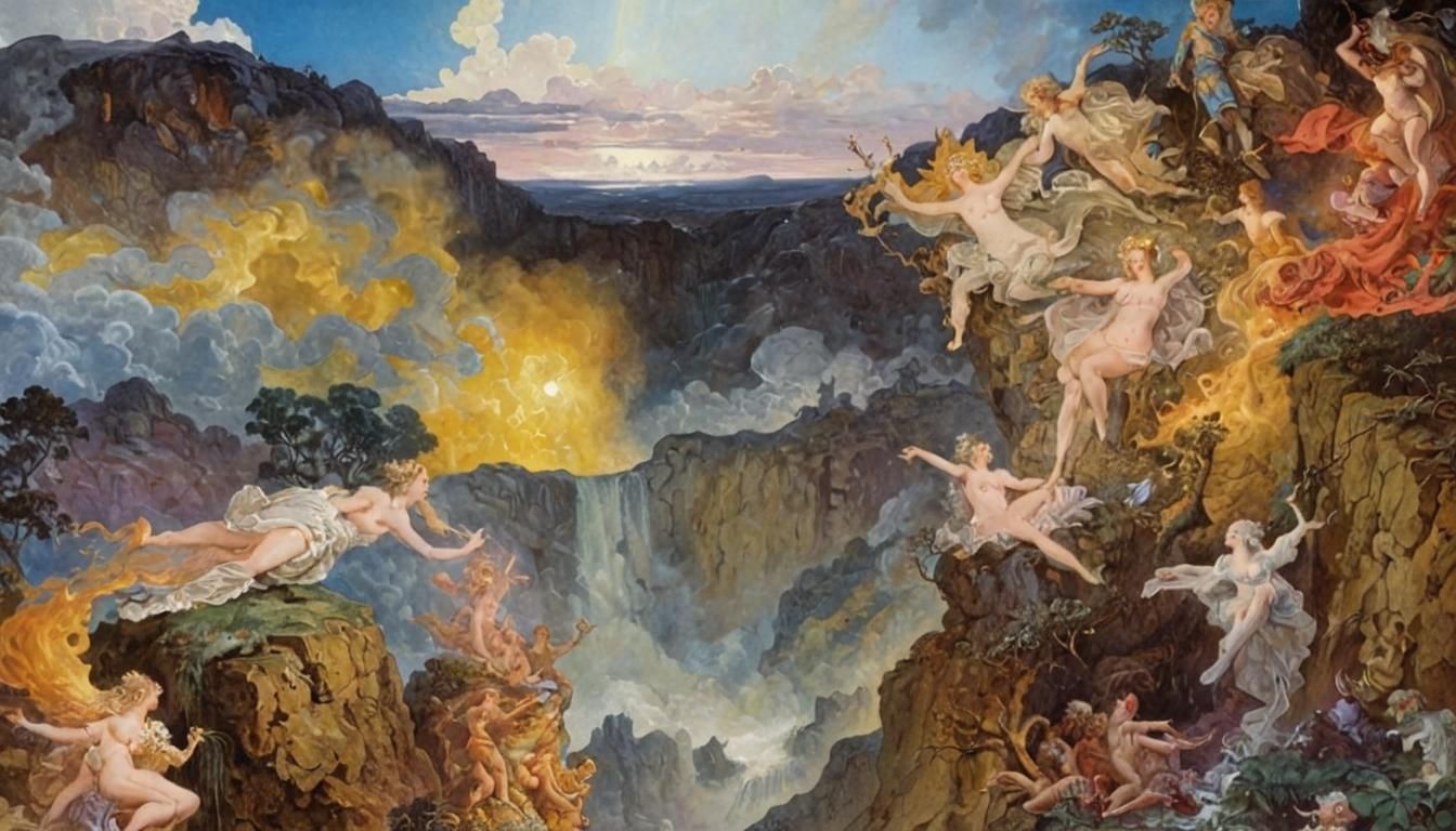 Dramatic Storm Scene in Rococo Style