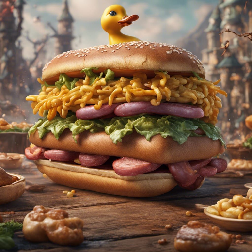 Surreal Duck Hotdog Fantasy Concept Art