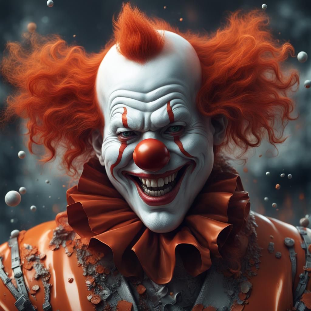 Clown Figure with Gadgets in Sci-Fi Style