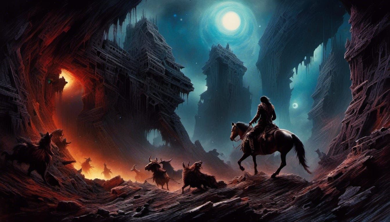 Eerie Cosmic Horror Masterpiece with Deep Background