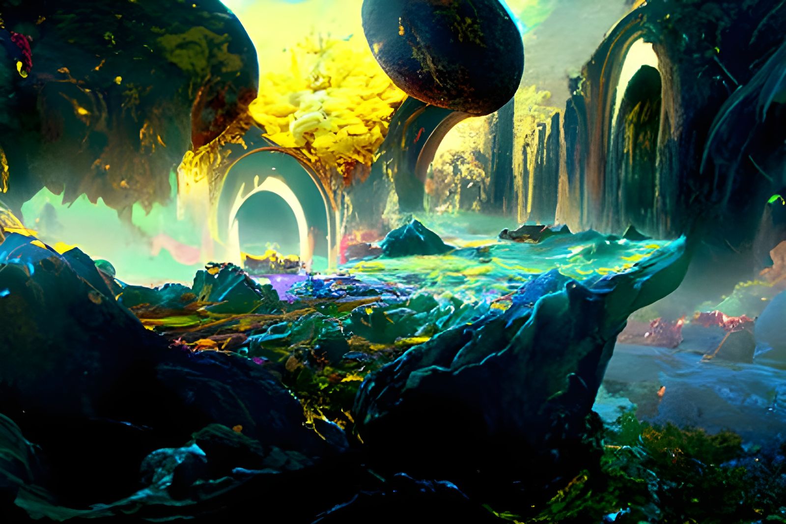 Magic Geode Portal to Alien World: Digital Art