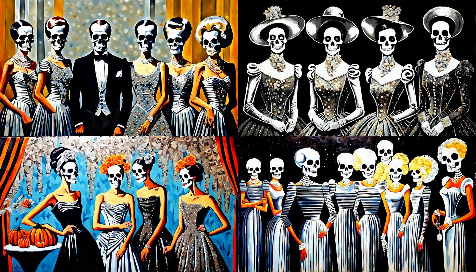 Surreal Optical Illusion: Sparkling Silver Skulls