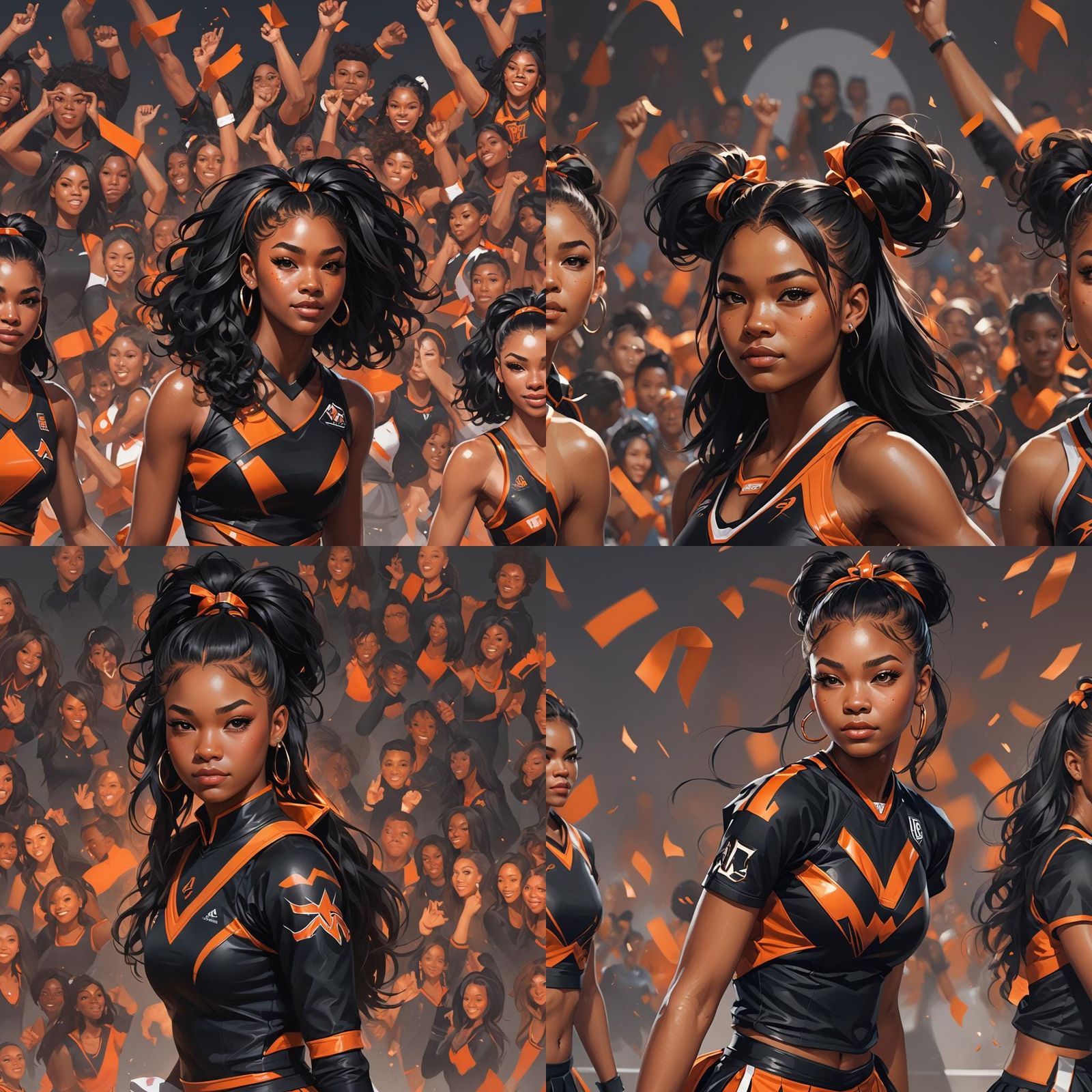 Cheerleader Portrait in Hyperdetailed Art Nouveau Style