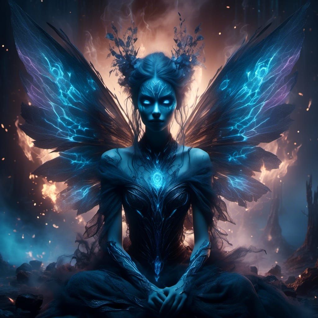 Dark Fae Fairy Seer in Mystical Smoke