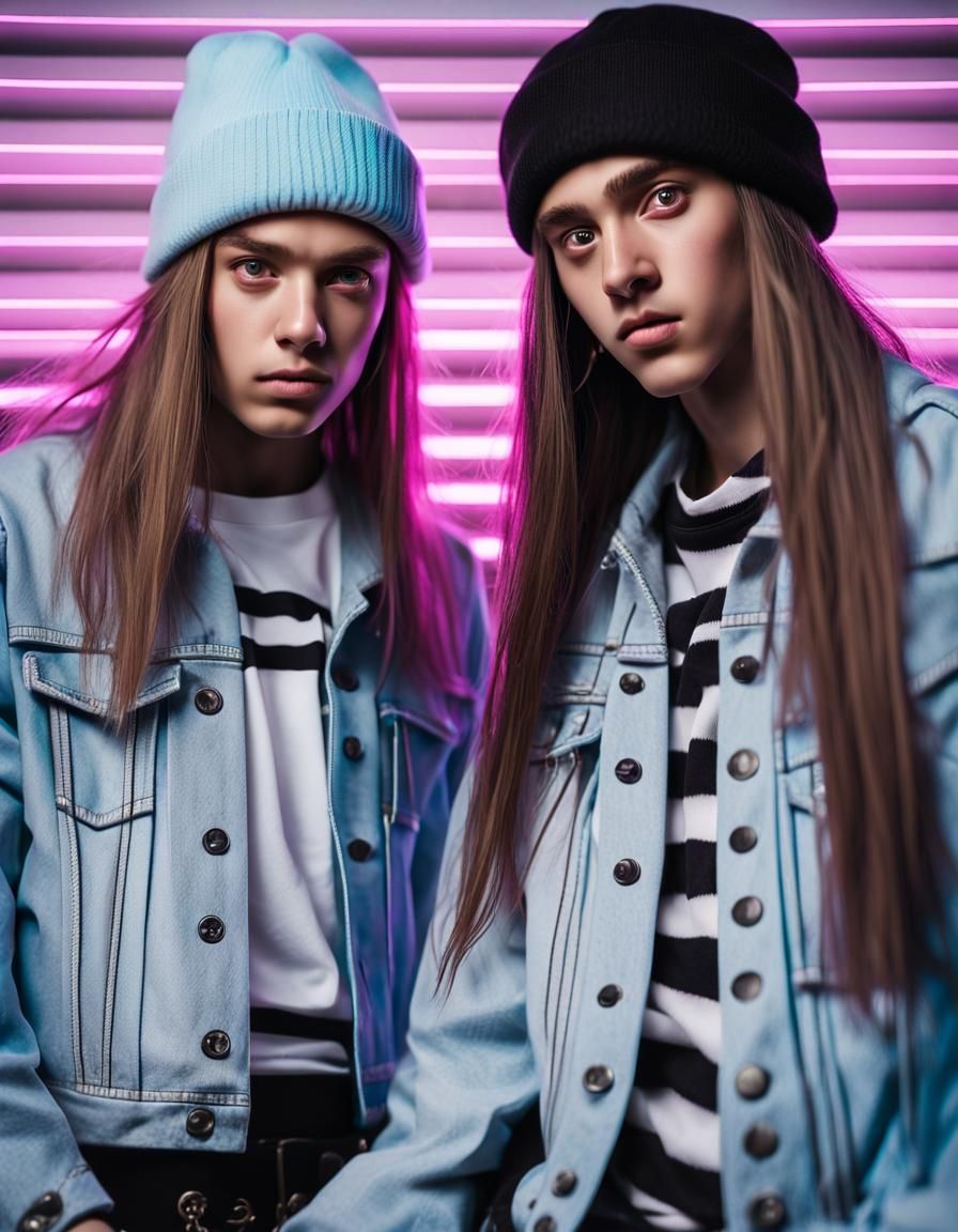E-Girl and E-Boy Portrait with Neon Accents
