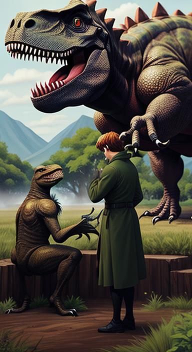 Woman Negotiates with Dinosaur After Man's Demise