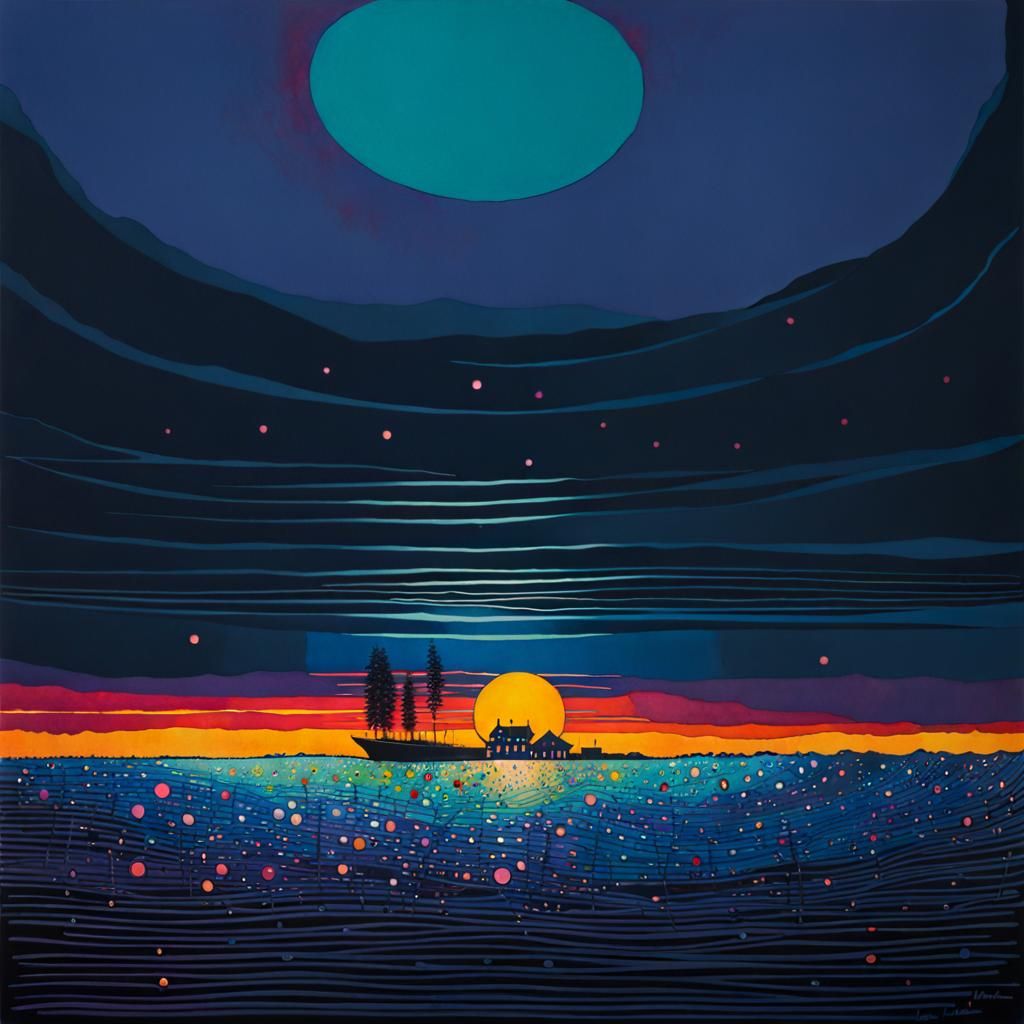 Ink Splatter Art Inspired by Plein Air and Art Nouveau