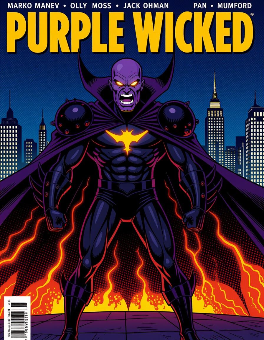 Purple Wicked Supervillain Comic Book Art