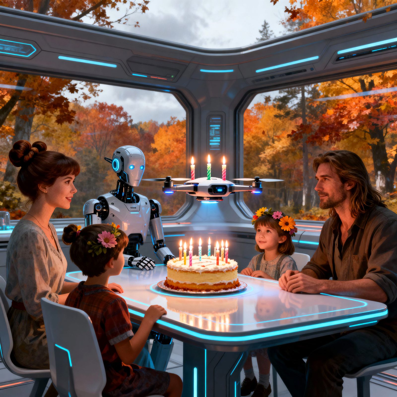 Birthday party in a park gazebo, 2032