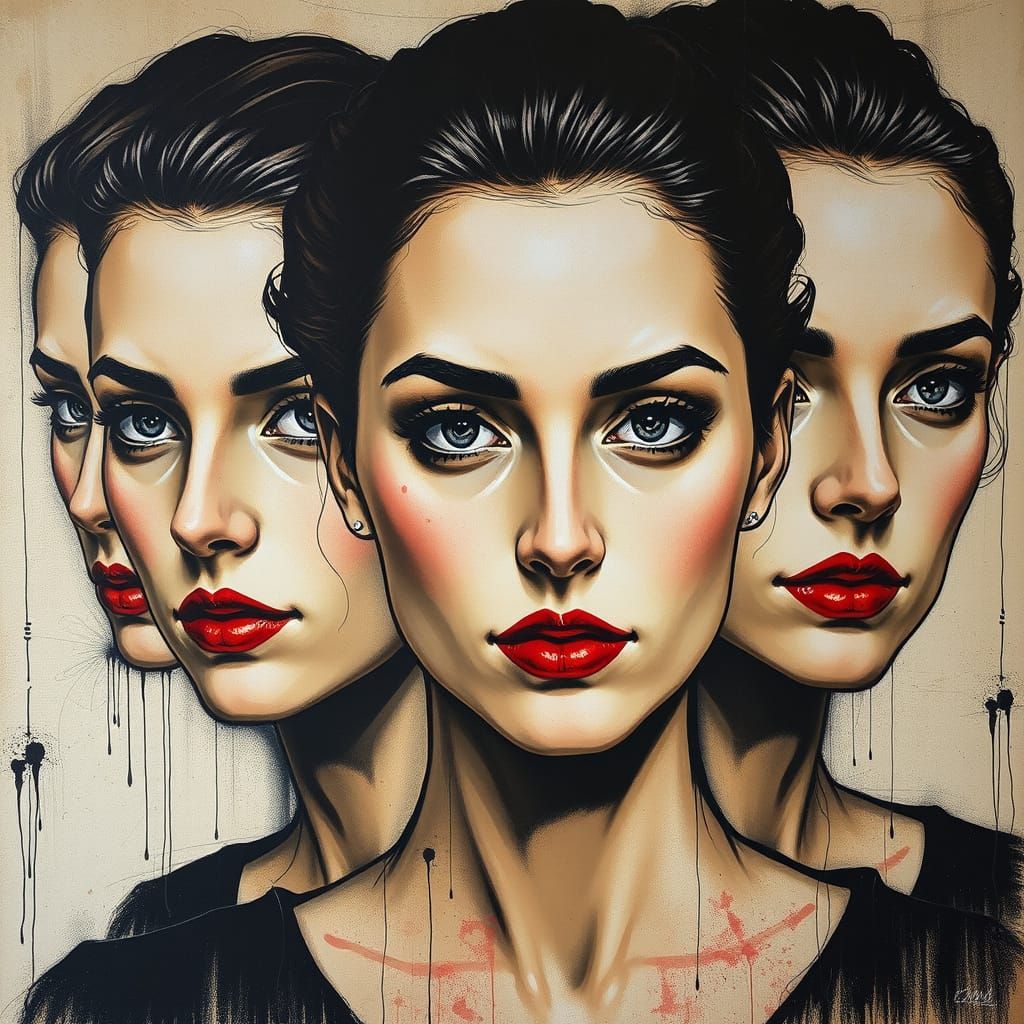 Ethereal Women in Expressionist Graffiti