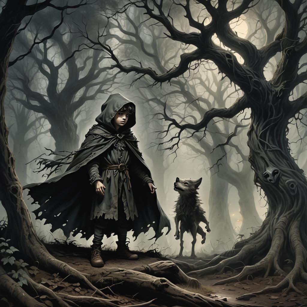 Dark Fantasy: Child Accuses Fairy King in Forest