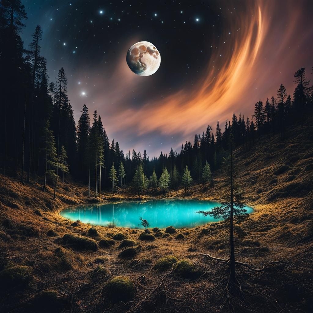 Cosmic Landscape with Celestial Bodies