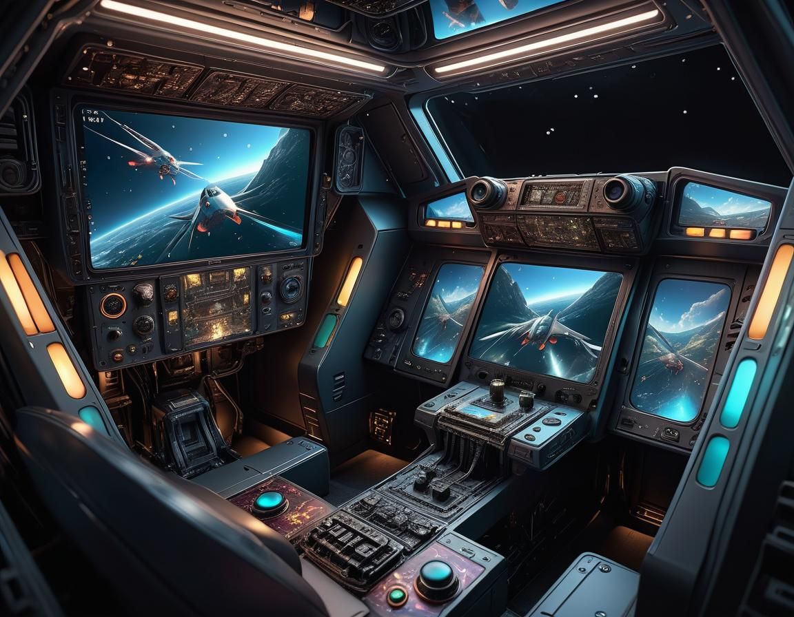 an amazing Game console inside a cockpit.