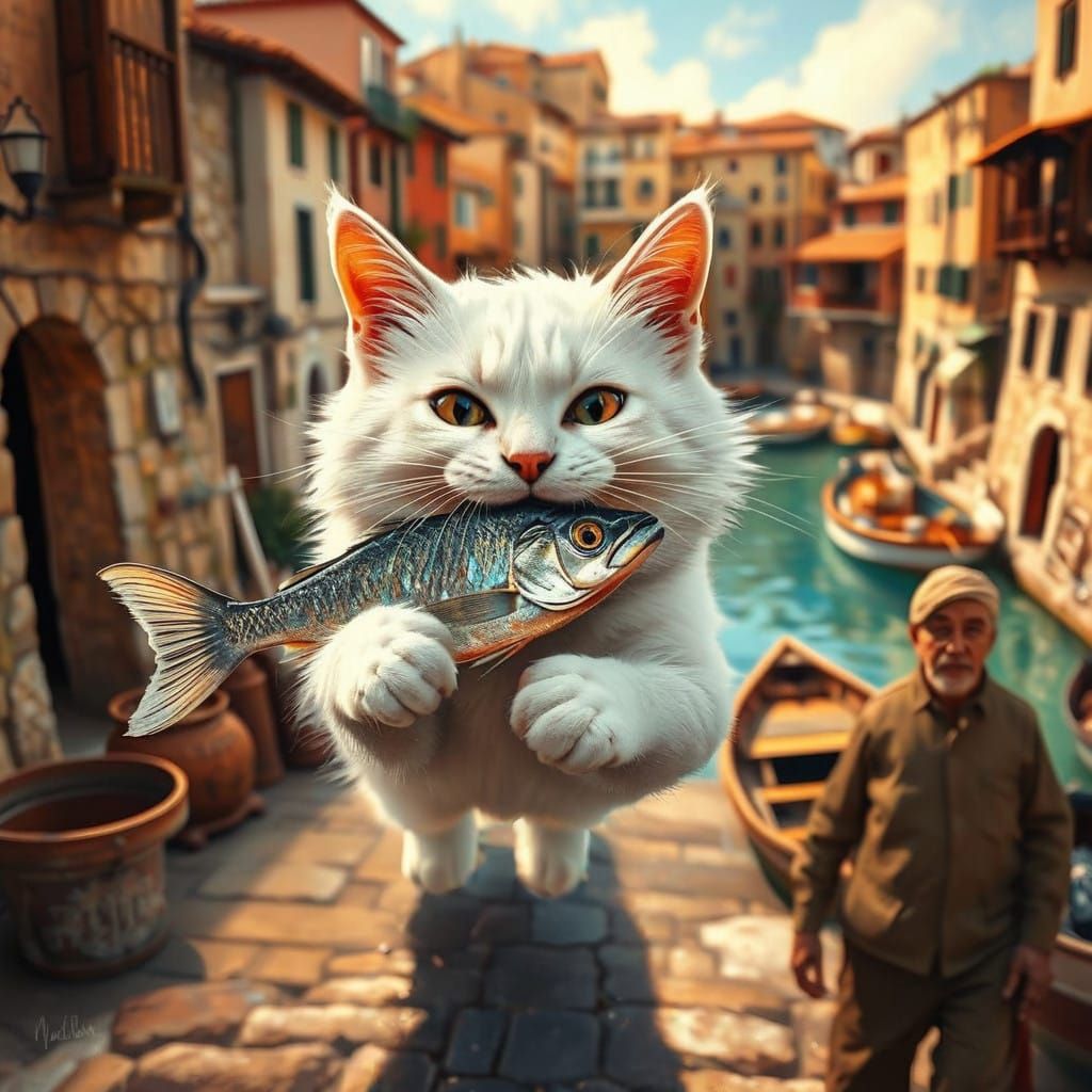 Whimsical Catfish Catch in Italian Harbour