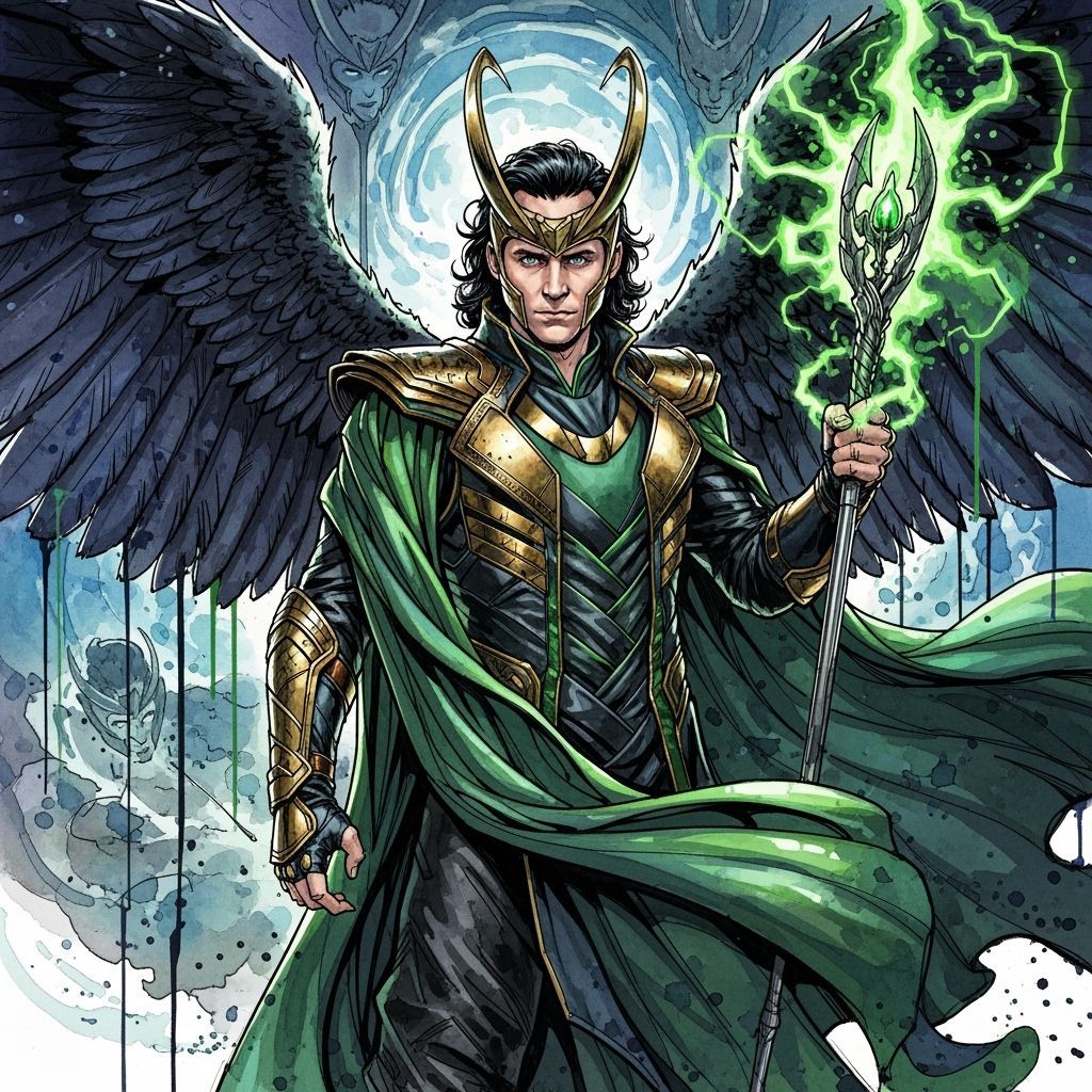 Dark Angel Concept Art in Ink and Watercolor Style