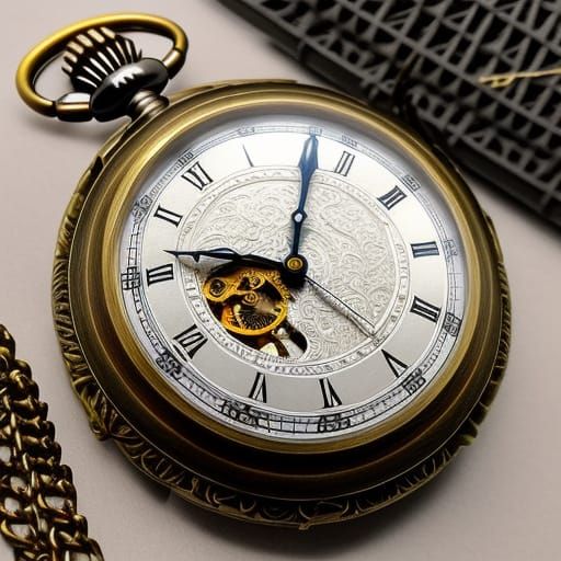 Intricate Open Pocket Watch in Steampunk Style