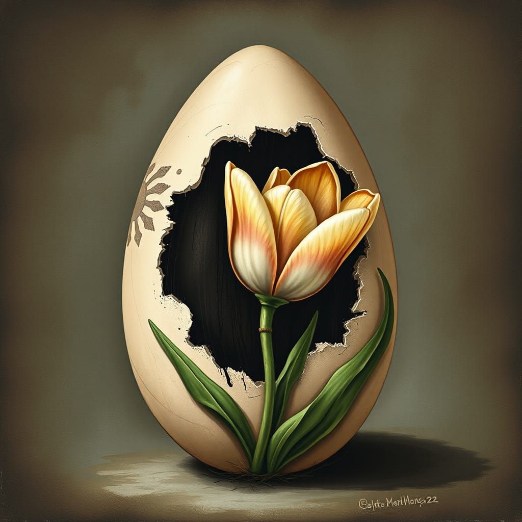 Whimsical Easter Egg Illustration in Mark Ryden Style