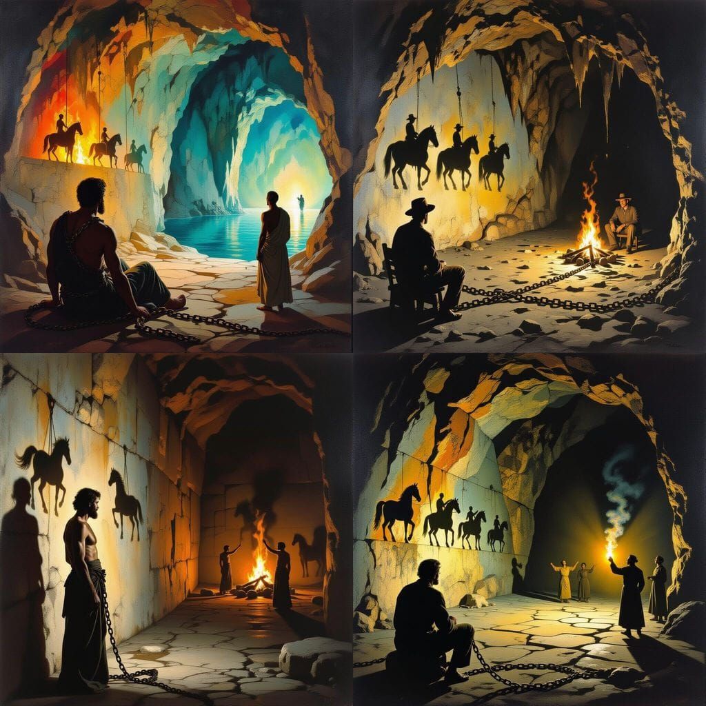 Man Escapes Chains, Sees Horse Shadows in Surreal Cave