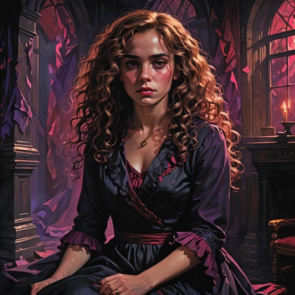 Dark Fantasy Hermione Granger Portrait in Gothic Style