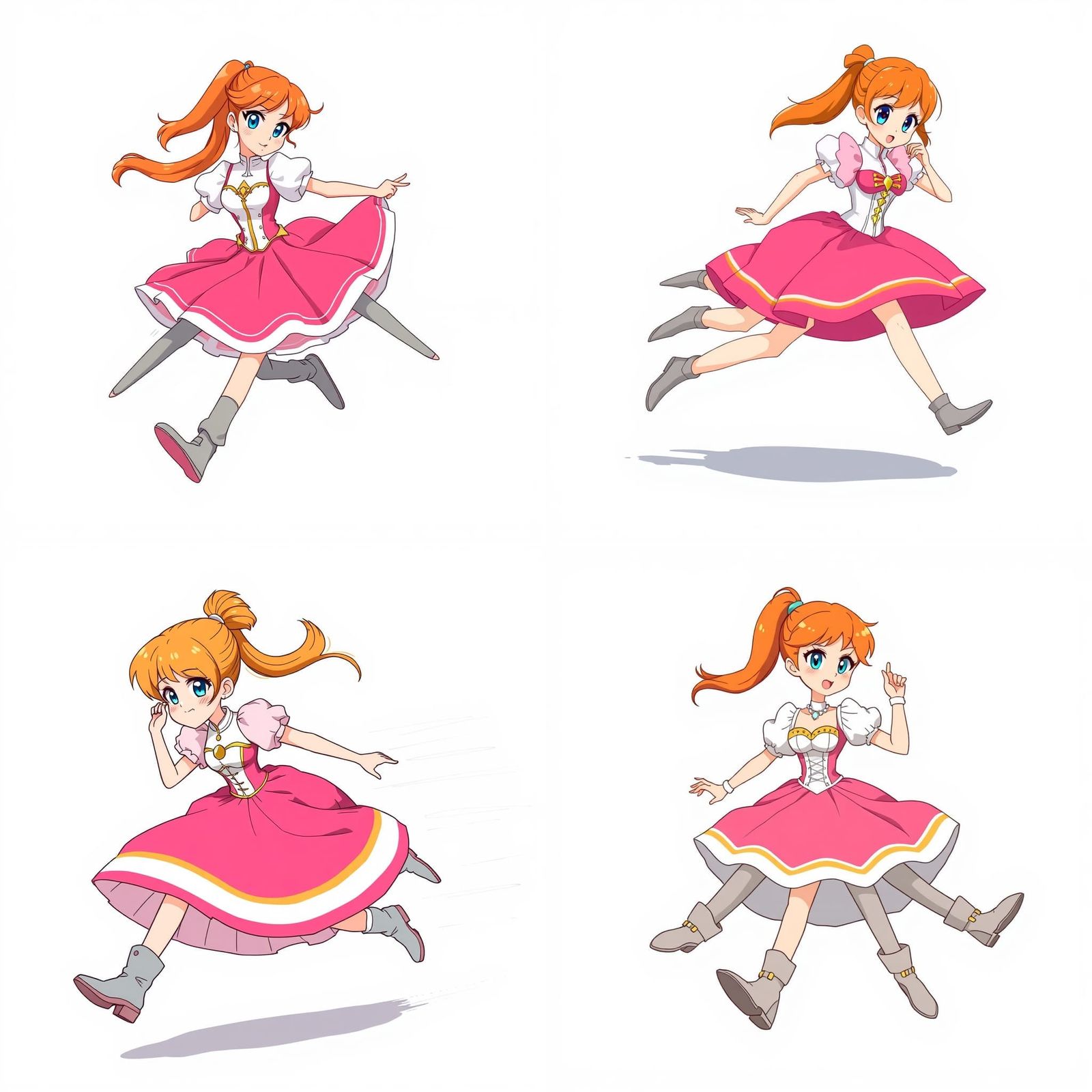 Cartoon Woman with Many Legs Runs in Pink Dress