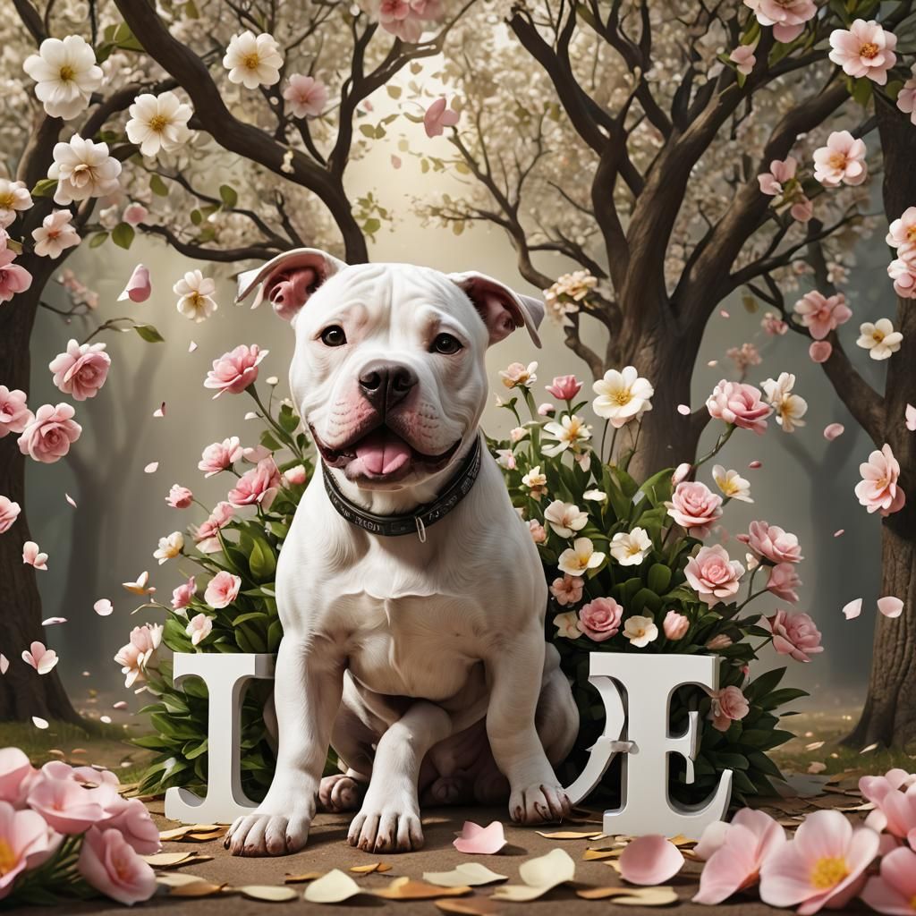 Enchanting 3D Pitbull Puppy with I LOVE YOU Sign