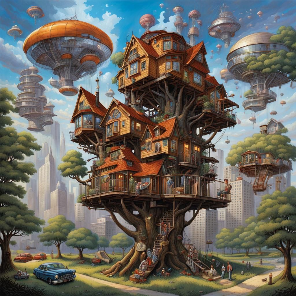 Treehouse Metropolis in Robert Williams Style