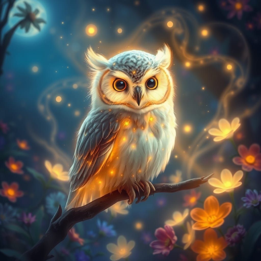 Starlight Owl in Enchanted Forest