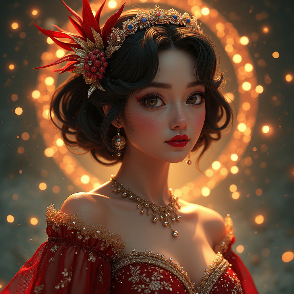 Festive Woman Portrait in Art Nouveau Style