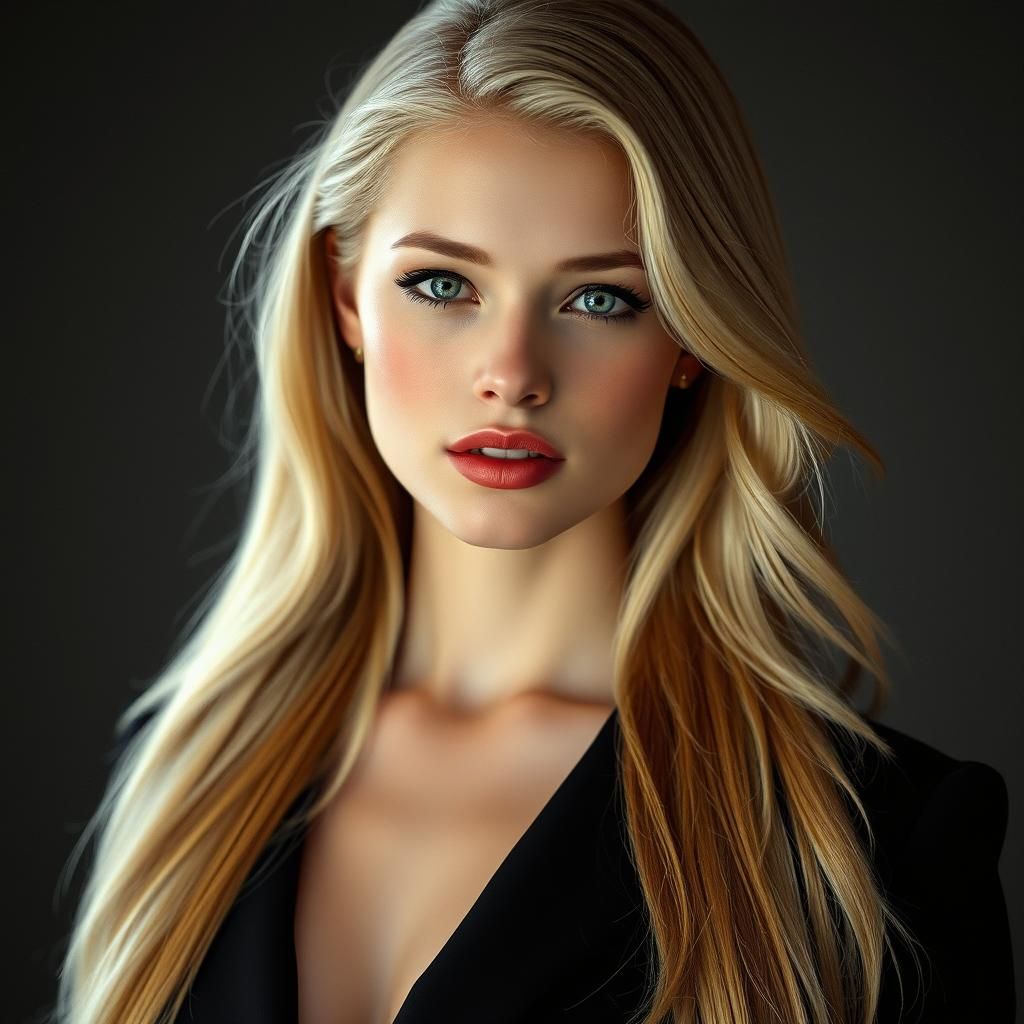 Serene Blonde Woman Portrait in Digital Art Style