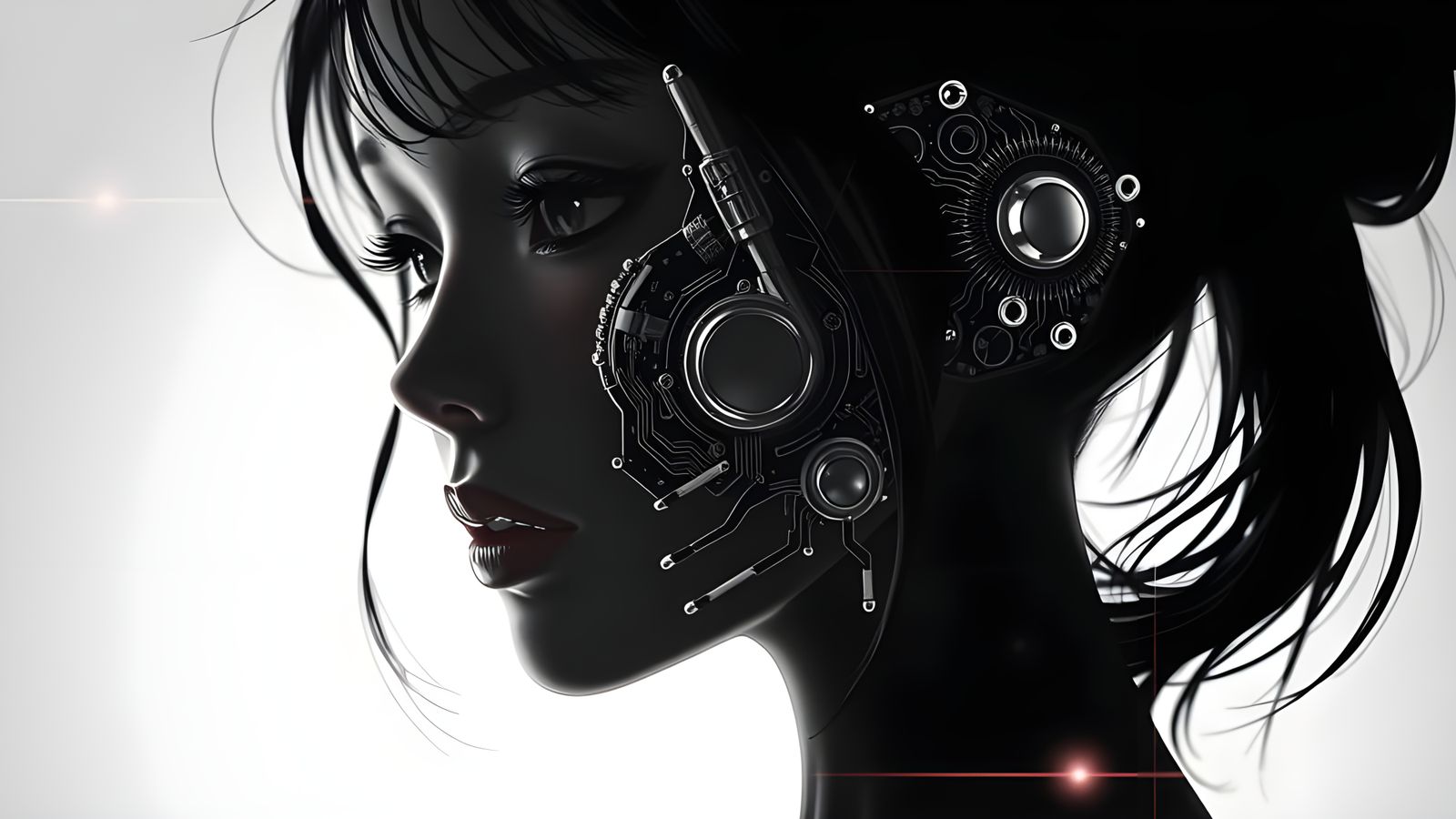 Anime Woman Silhouette Portrait with Facial Implants