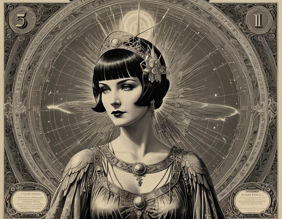 Louise Brooks as Angel of Liberty: Steel Engraving