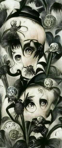 Victorian Goth Chibi in Otto Dix Style