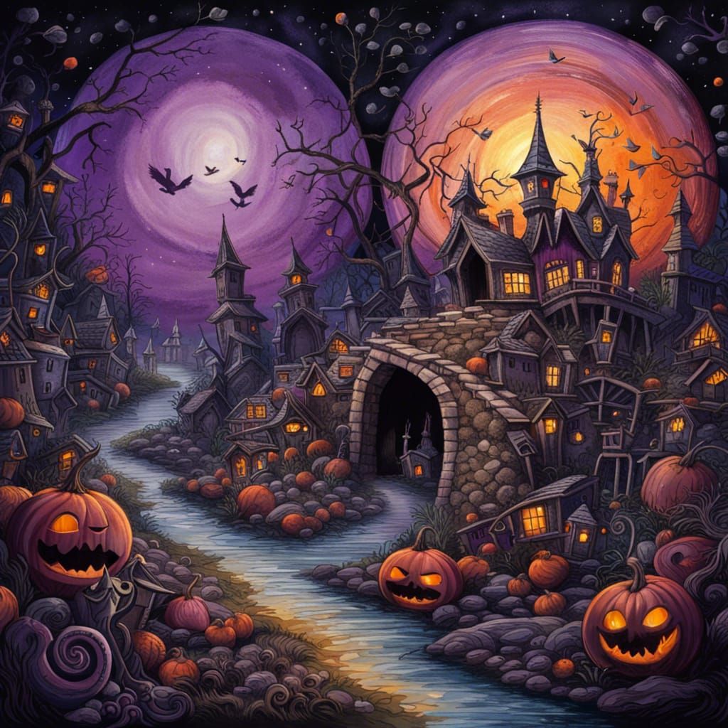 Purple Moon Glistering in a Mystical Fairy World