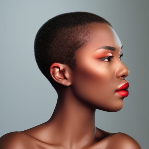 Striking Portrait of a Bald Woman in Hyperrealistic Style