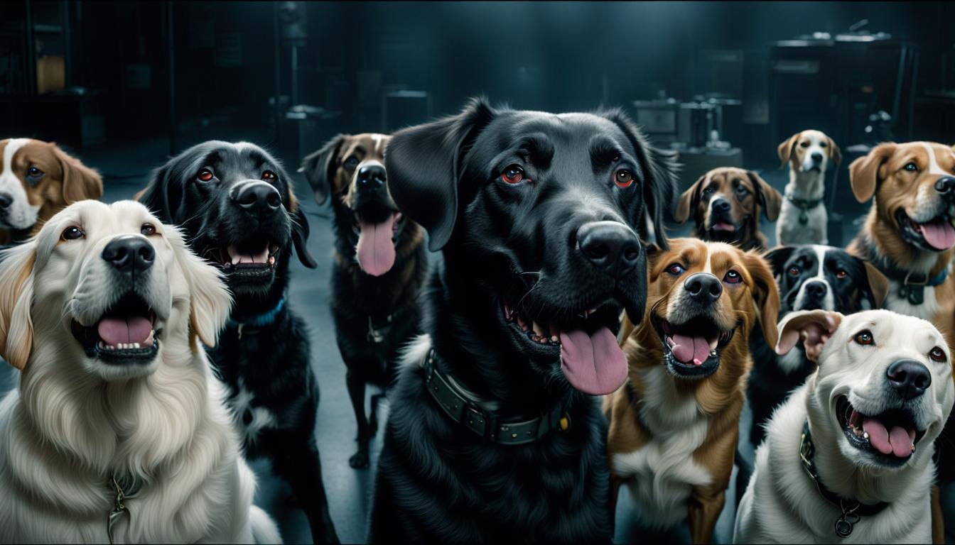 Photorealistic Image of Happy Dogs in Nature