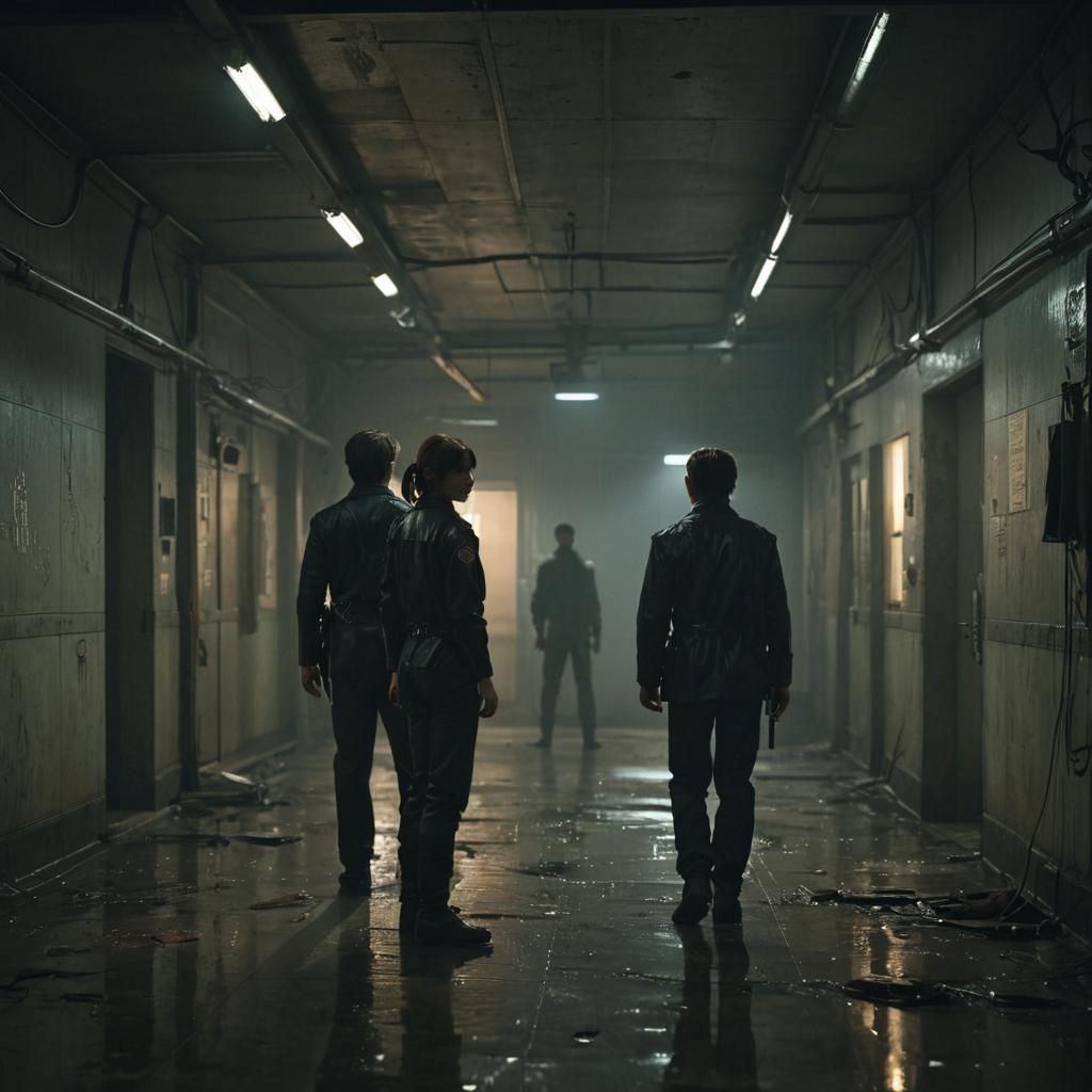 Leon and Ada in Abandoned Lab, Cinematic 3D Art