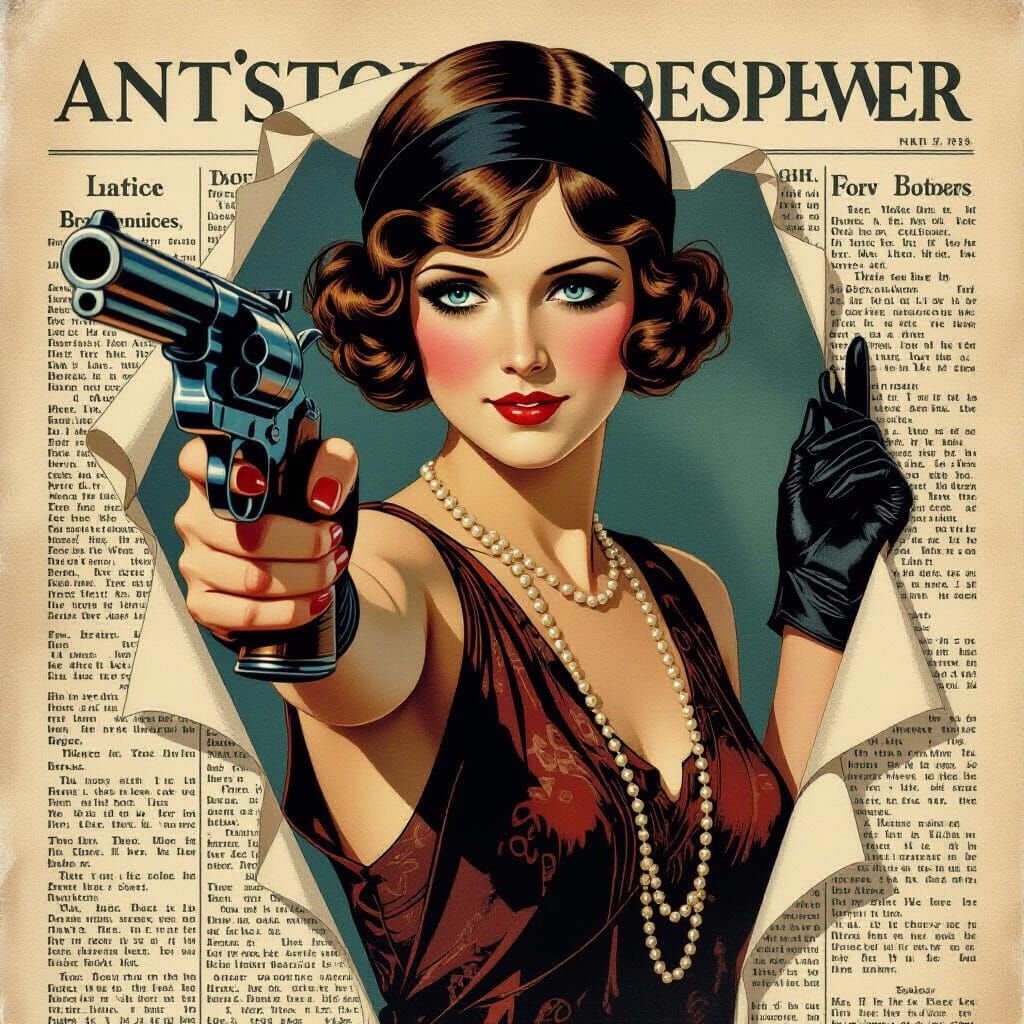 1920s Flapper Girl Emerges From Newspaper Print