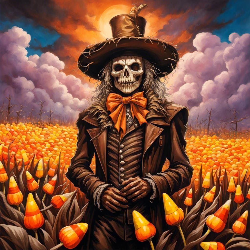 Chocolate Scarecrow in Candyland, Graffiti Art Style