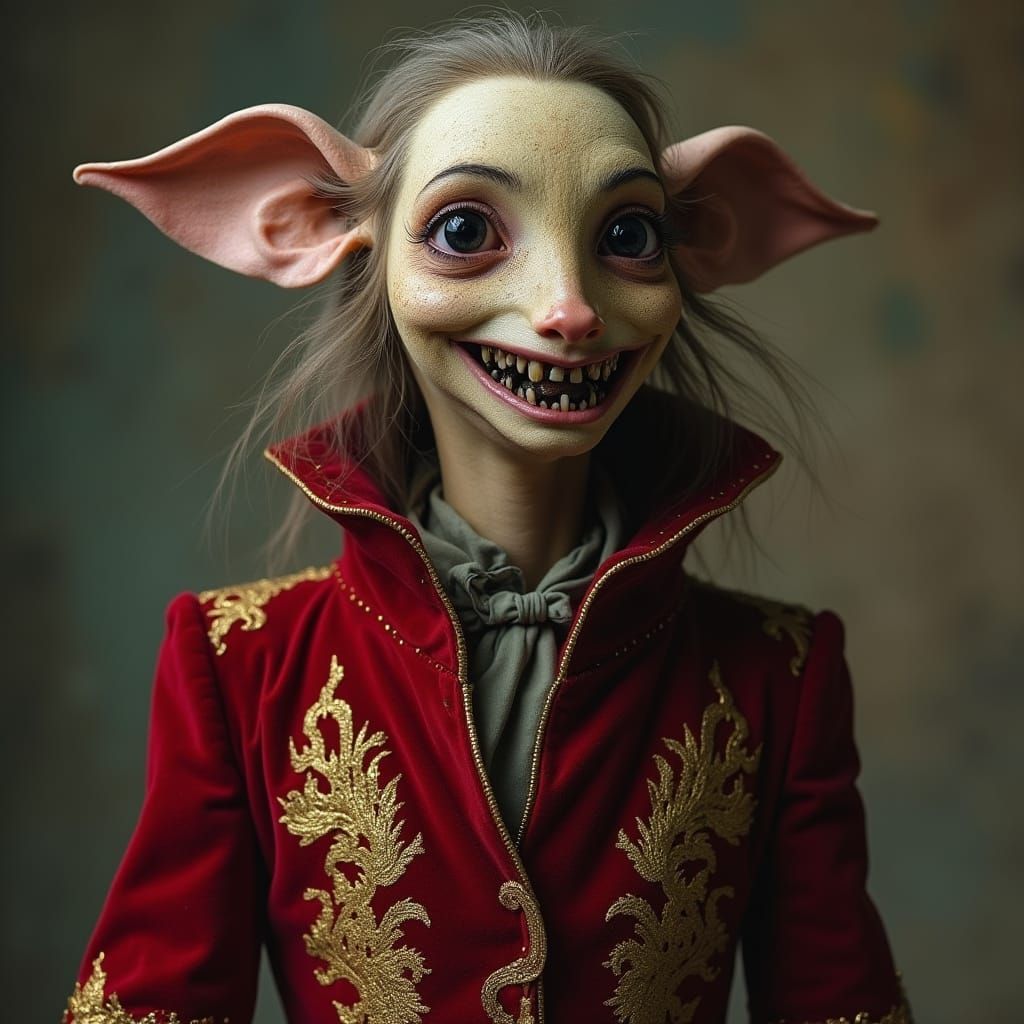 Distorted Hybrid Creature with Pig and Human Traits