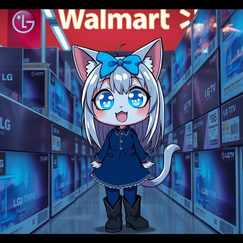 Anime Catgirl in Synthwave Style at Walmart