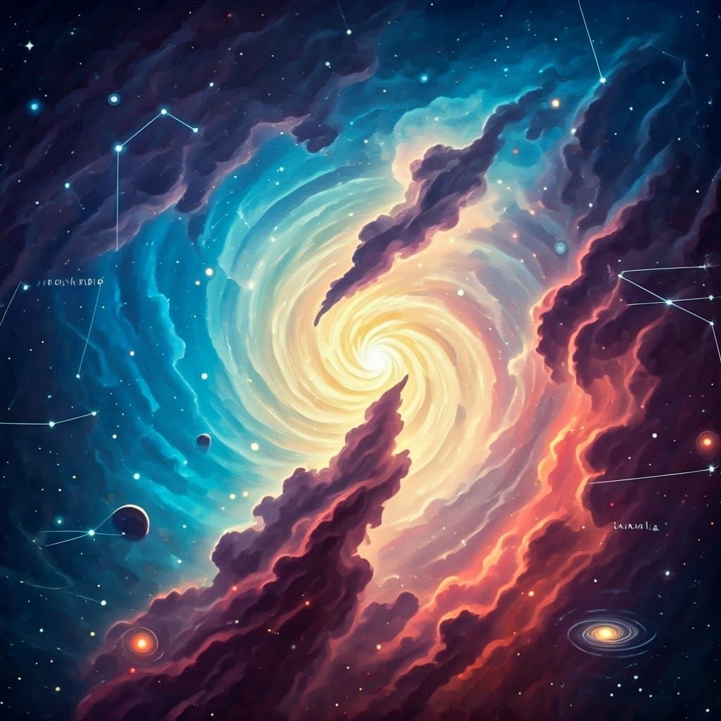 Vibrant Cosmic Tapestry in Watercolor