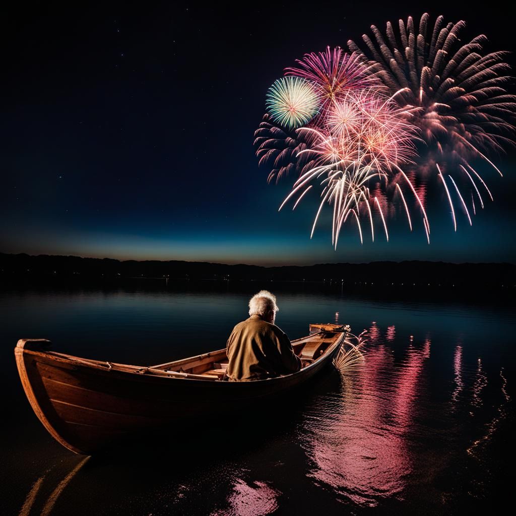 Spectacular Fireworks Display Over the Bay