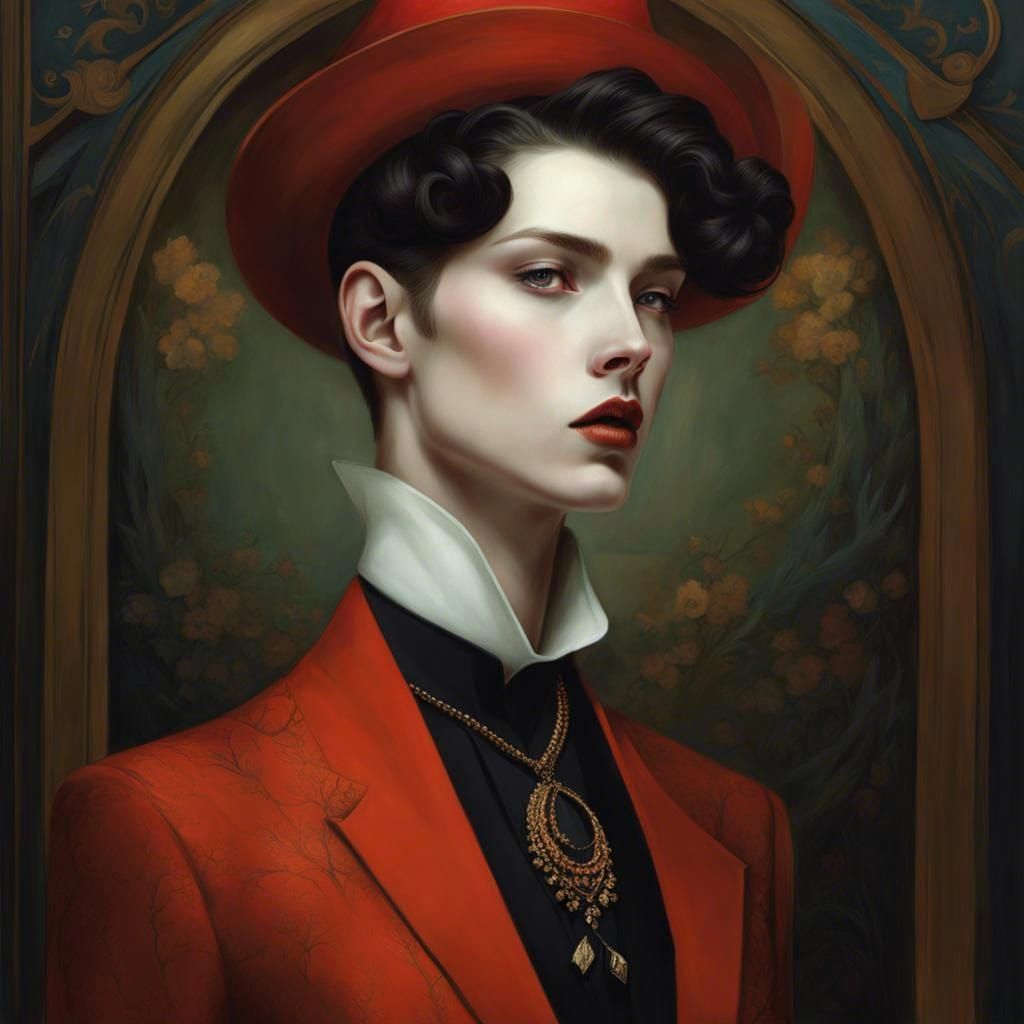 Ethereal Androgynous Man: Surrealist Portrait