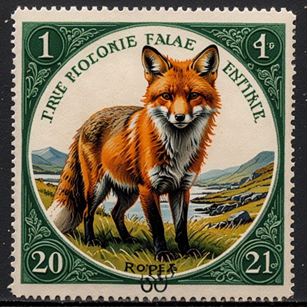 Eire Republic Stamp: Figurative Fox on Envelope