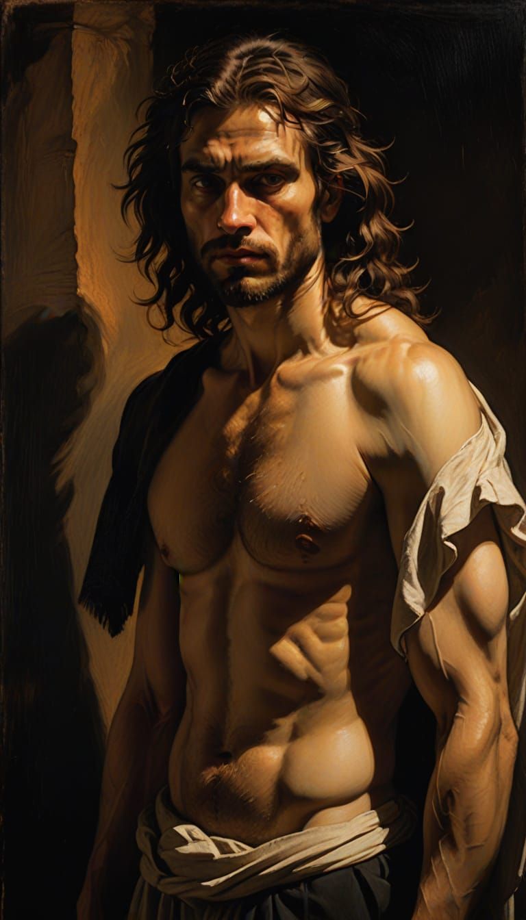 Baroque Style Man with Chiaroscuro Lighting