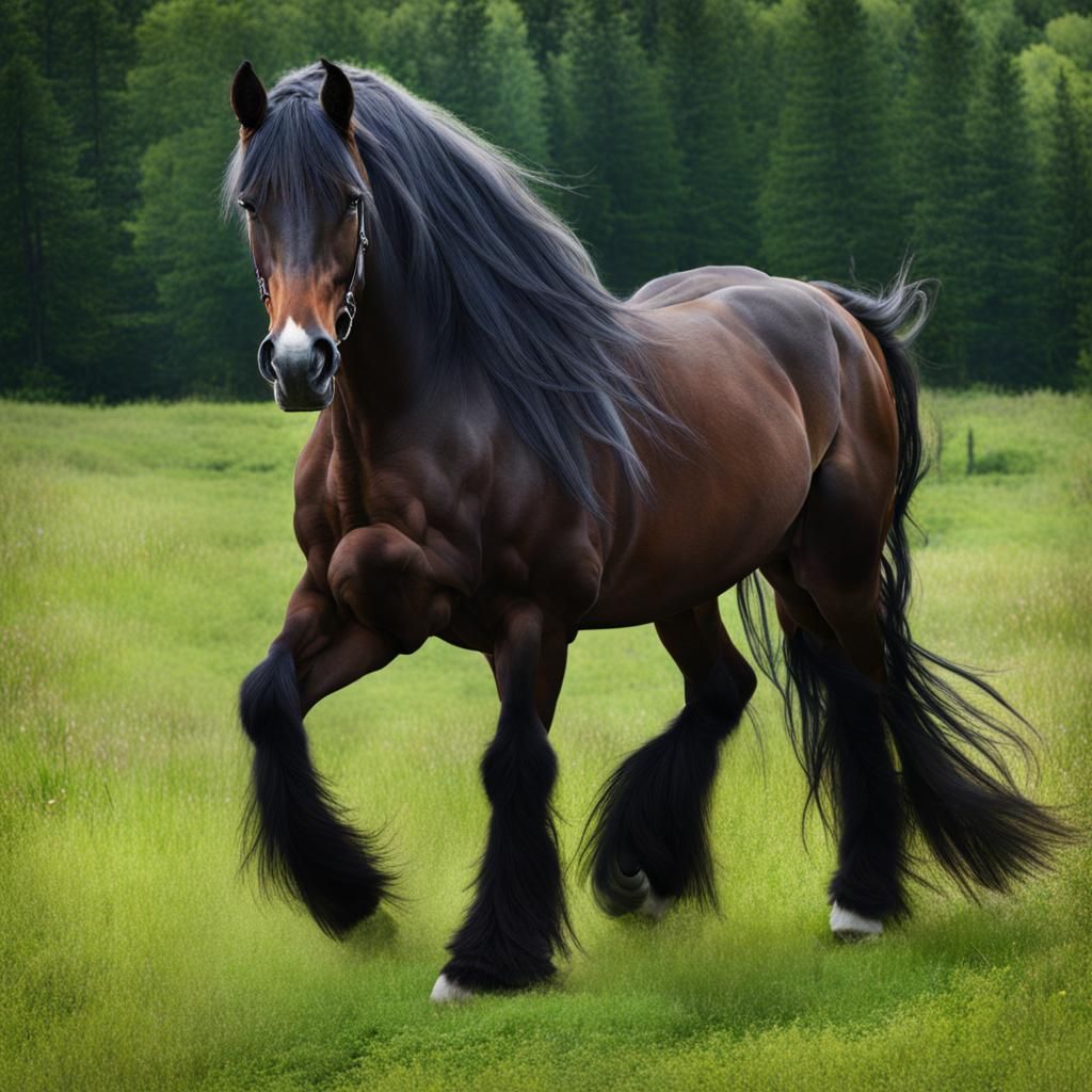 Demonic Draft Horse: A Dark Fantasy Creature
