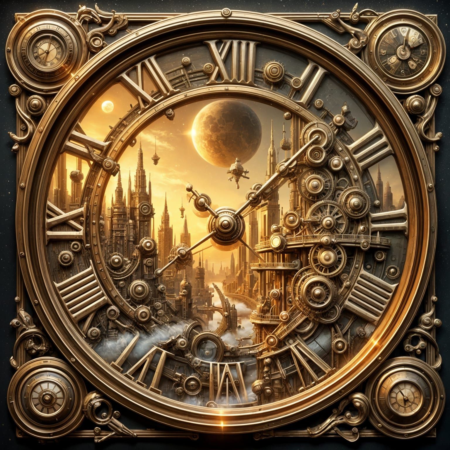 Robot Utopia on Venus in Clockpunk Style