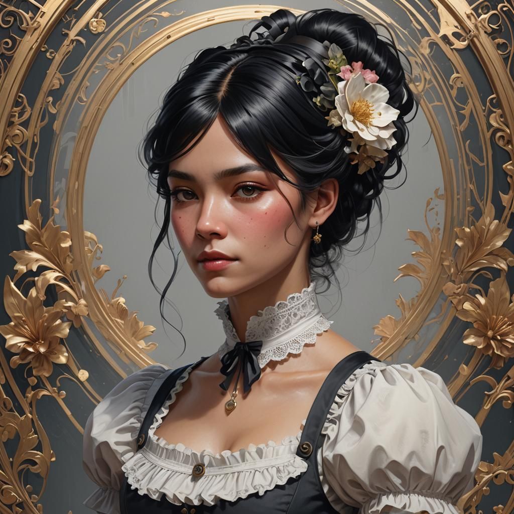 Victorian Maid Portrait in Hyperdetailed Art Style
